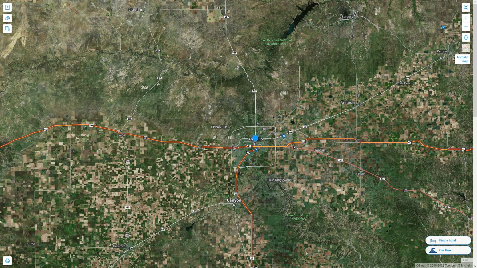 Amarillo Texas Highway and Road Map with Satellite View